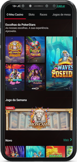 A página principal do PokerStars Casino na sua versão móvel