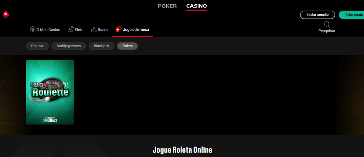 Roleta online no PokerStars Casino