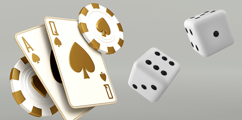 Cartas, fichas e dados de Blackjack